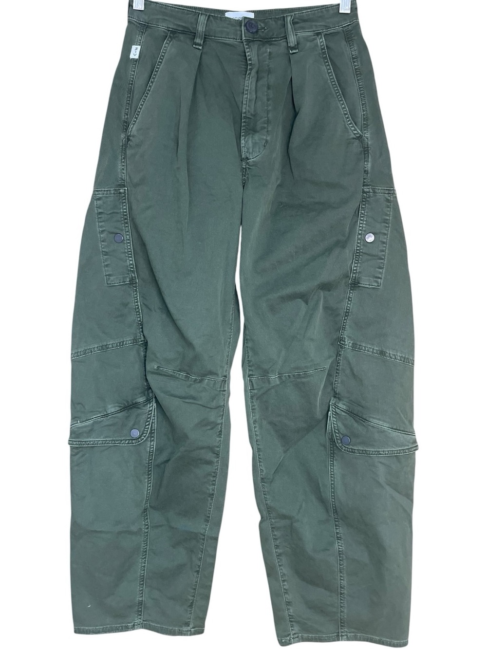 Citizens of Humanity Flight Pleated Barrel Leg Cargo Pants Olive Green